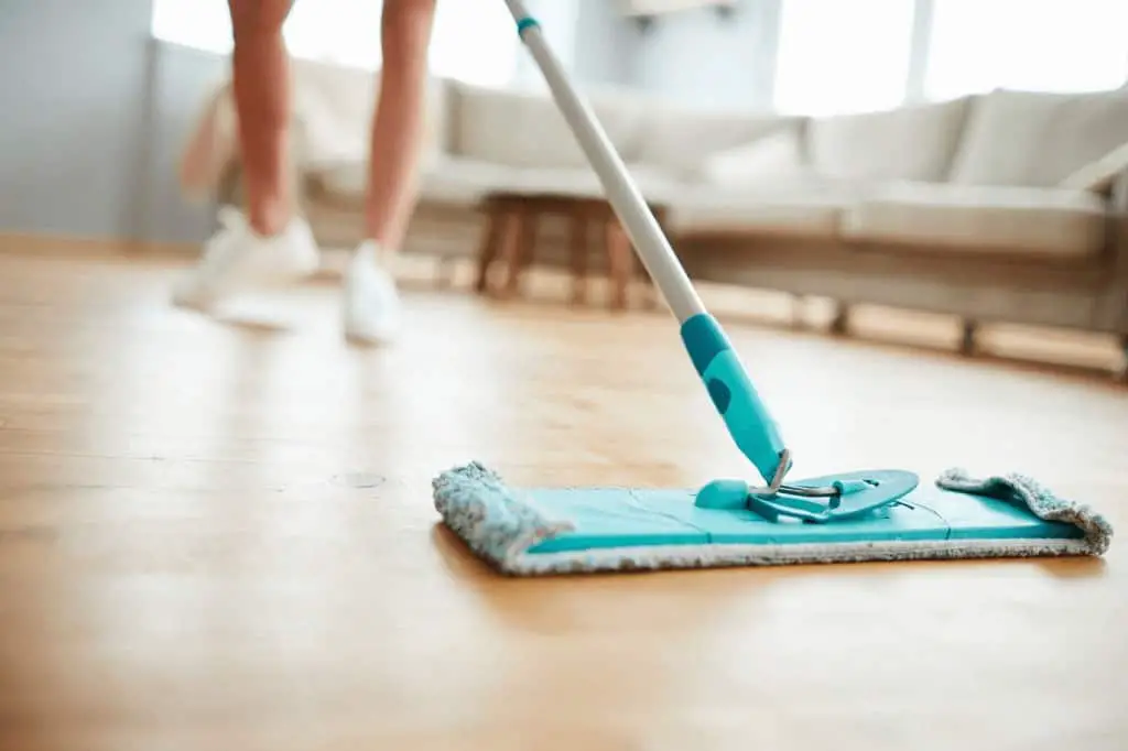 mopping hardwood floor