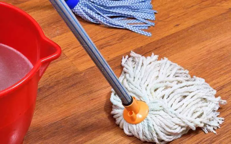 mopping wood floors with bleach
