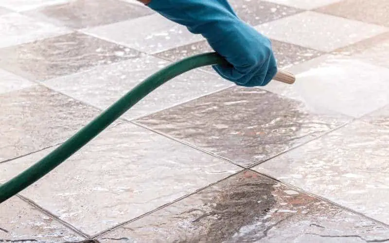 cleaning tile floor