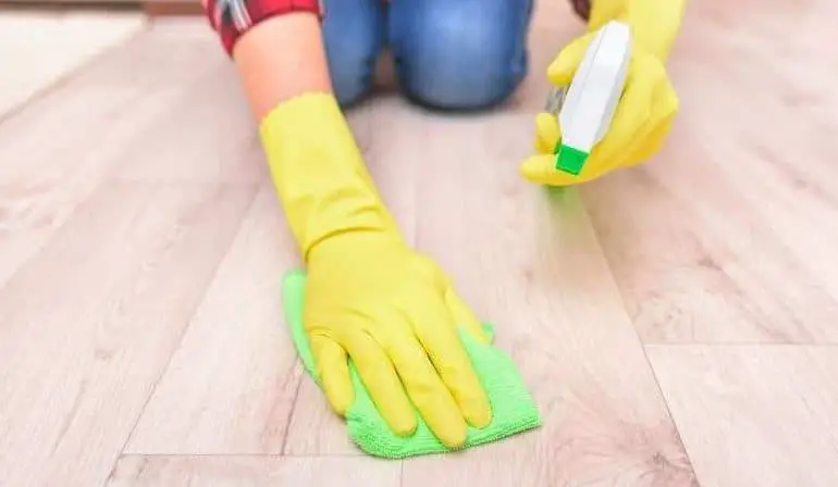 how to clean lube off wood floor