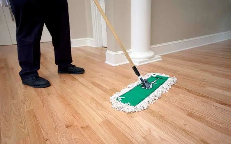 damp mopping hardwood floor